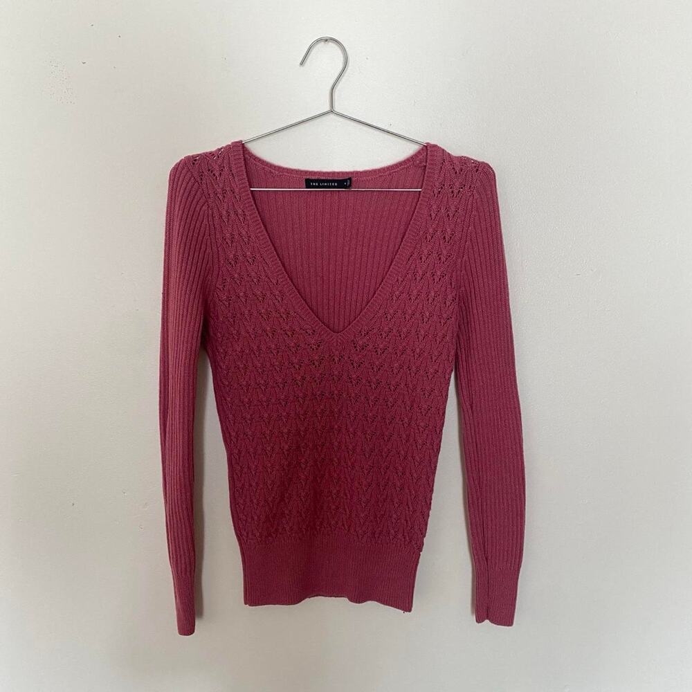 Vintage 2000s The Limited Pink Cable Knit Long Sleeve Women's M